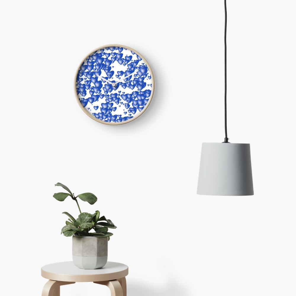 Blue heart pattern Clock