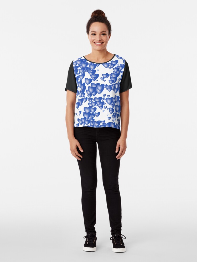 Alternate view of Blue heart pattern Chiffon Top
