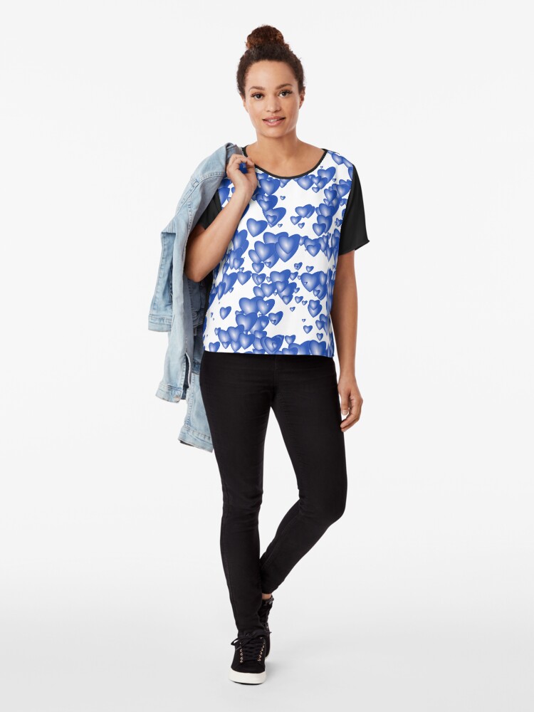 Alternate view of Blue heart pattern Chiffon Top