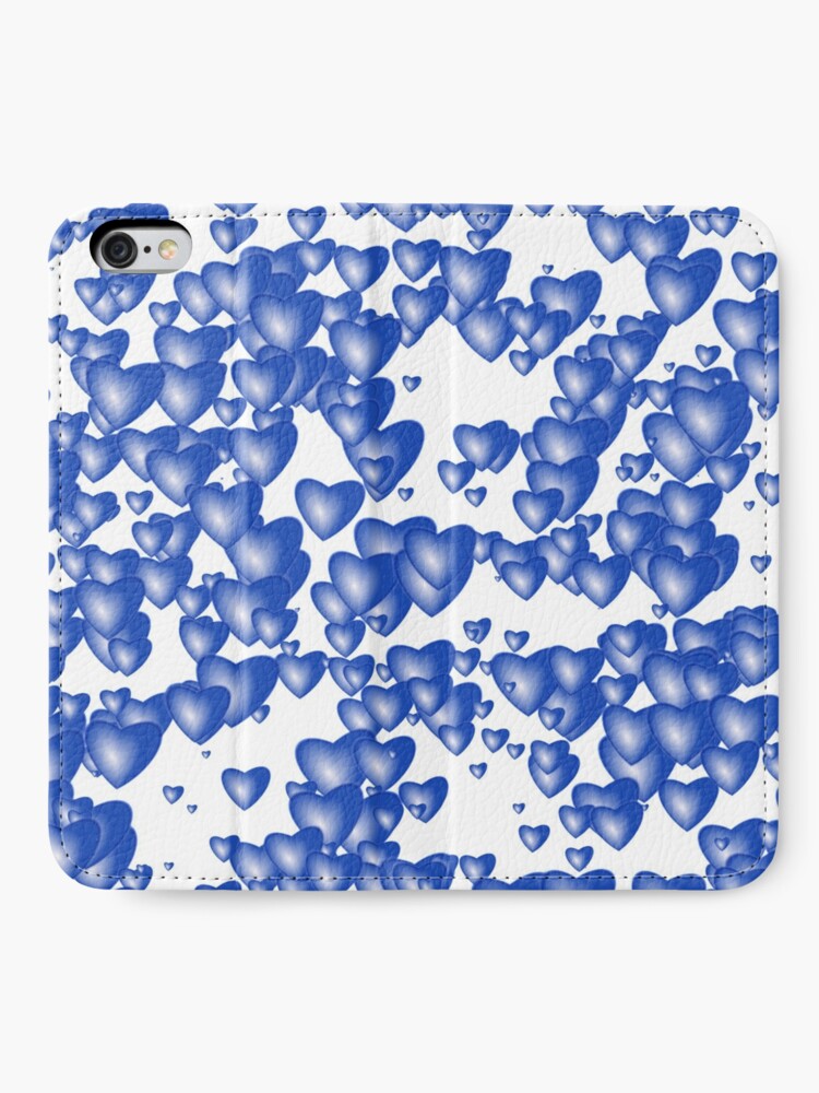 Alternate view of Blue heart pattern iPhone Wallet