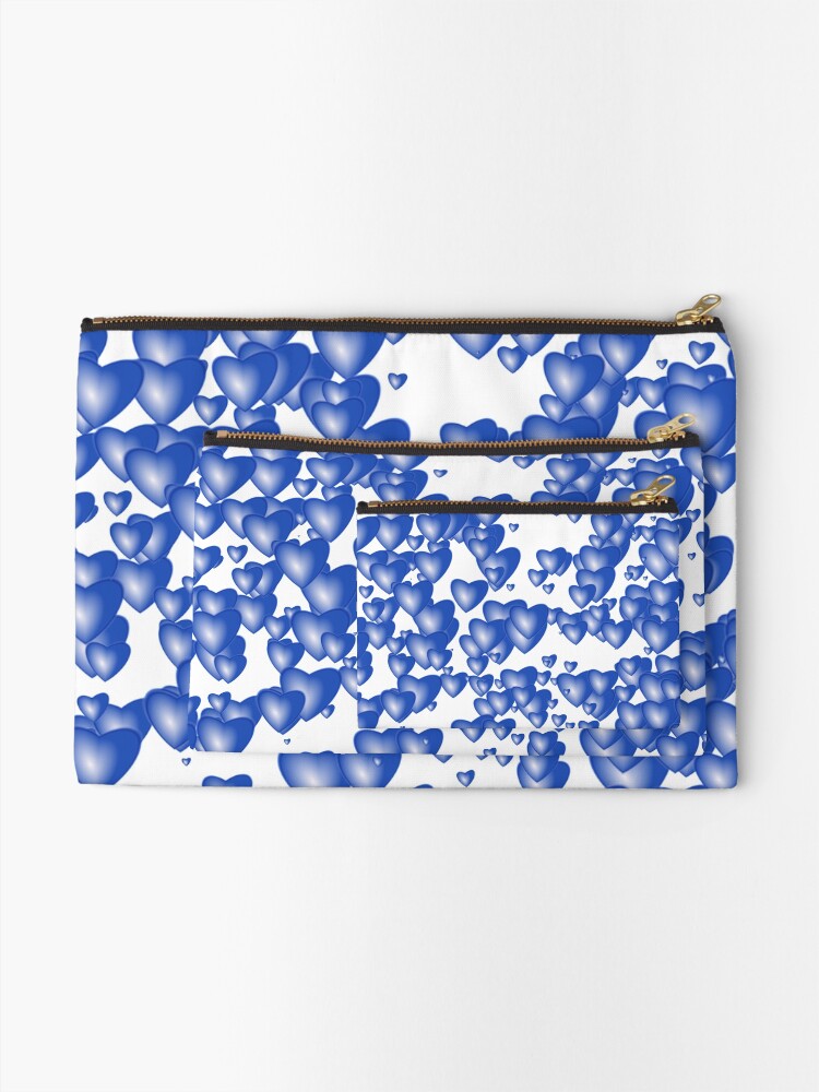 Alternate view of Blue heart pattern Zipper Pouch
