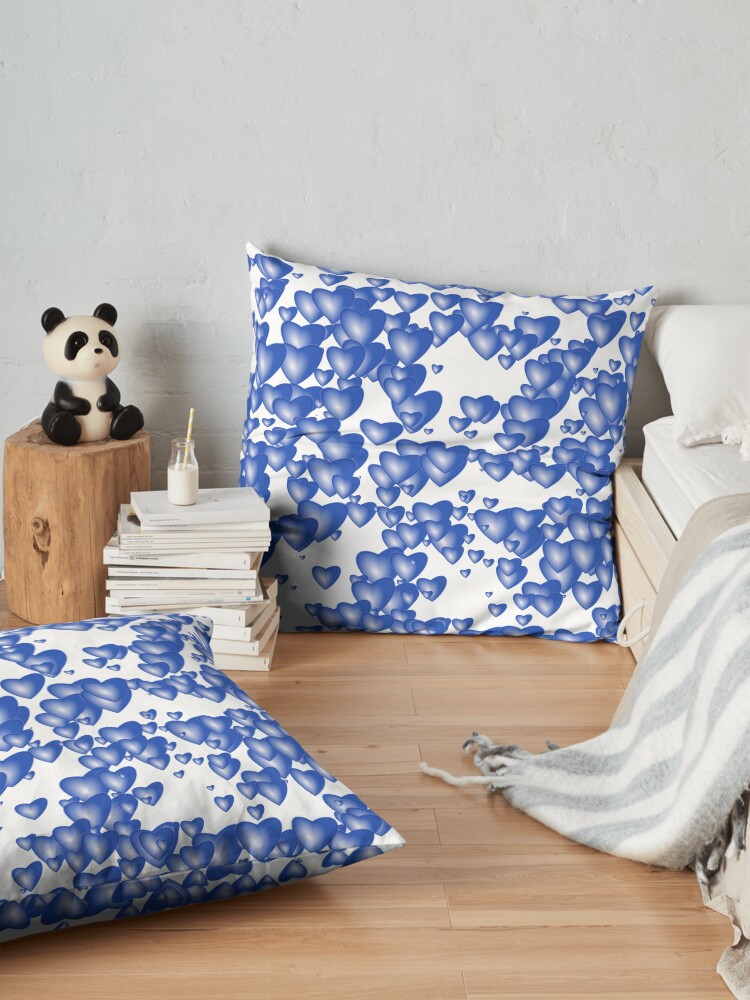 Alternate view of Blue heart pattern Floor Pillow