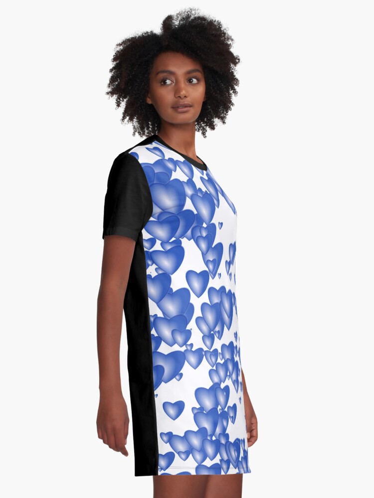 Alternate view of Blue heart pattern Graphic T-Shirt Dress