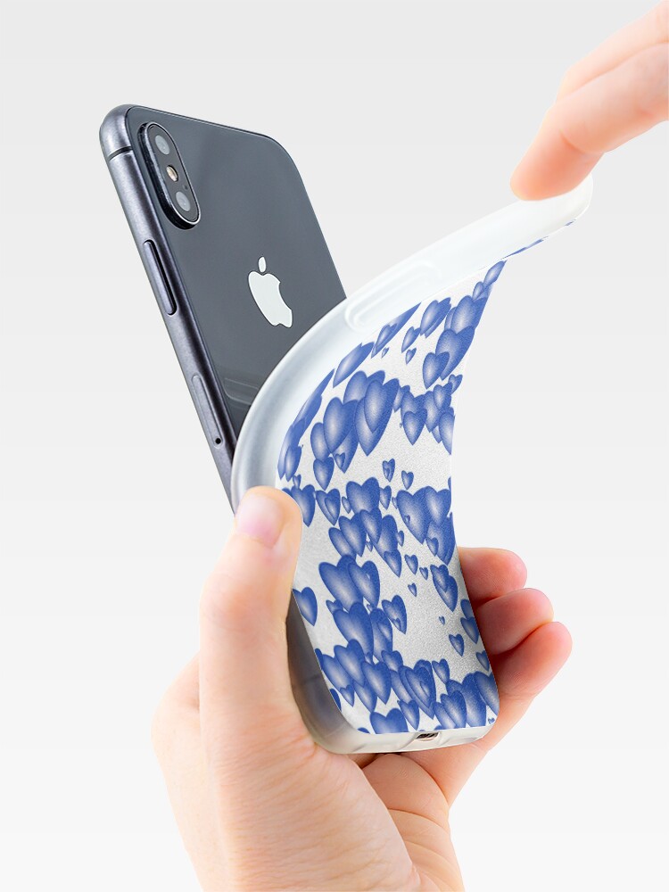 Alternate view of Blue heart pattern iPhone Case & Cover