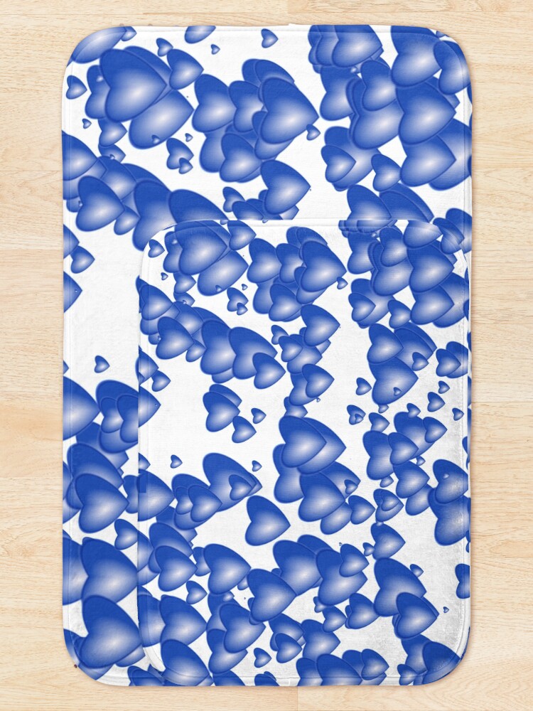 Alternate view of Blue heart pattern Bath Mat