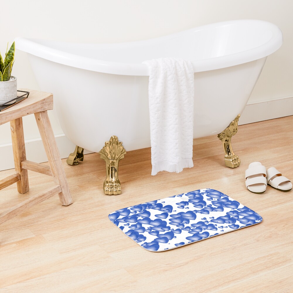 Blue heart pattern Bath Mat