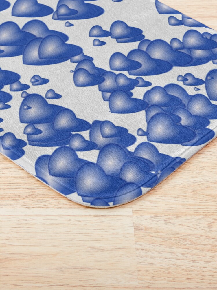 Alternate view of Blue heart pattern Bath Mat