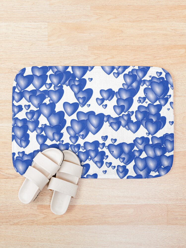 Alternate view of Blue heart pattern Bath Mat
