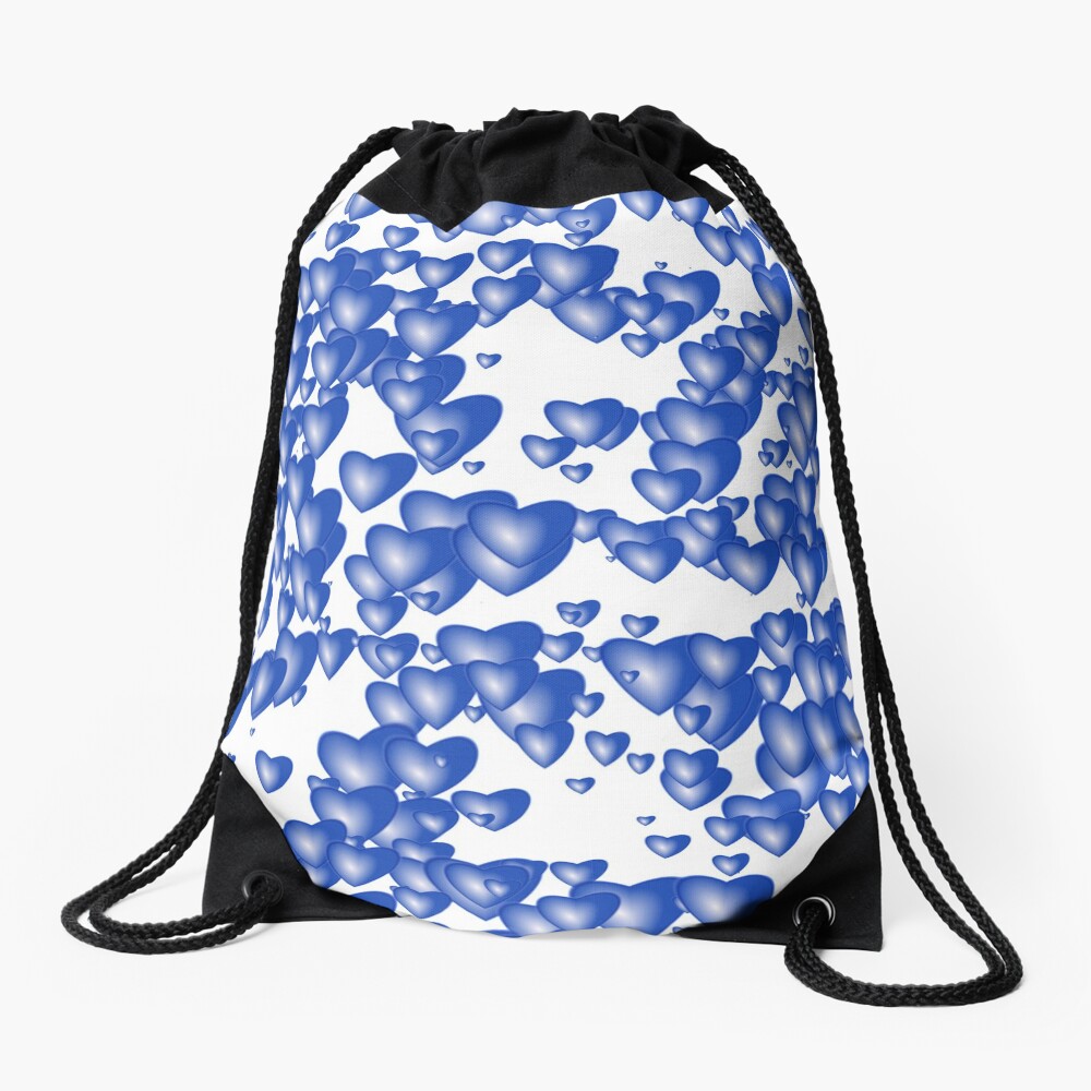 Blue heart pattern Drawstring Bag