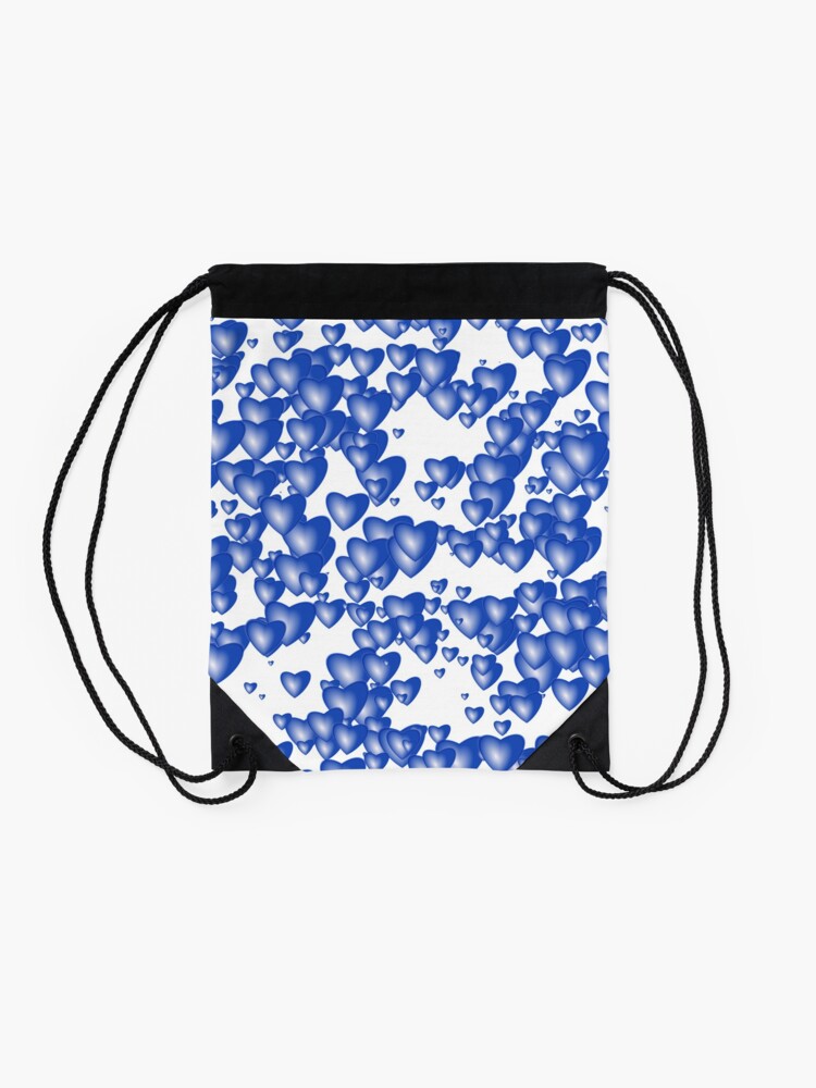 Alternate view of Blue heart pattern Drawstring Bag