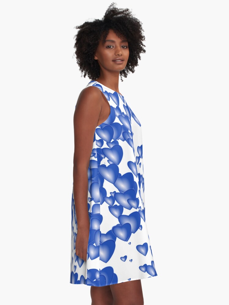 Alternate view of Blue heart pattern A-Line Dress