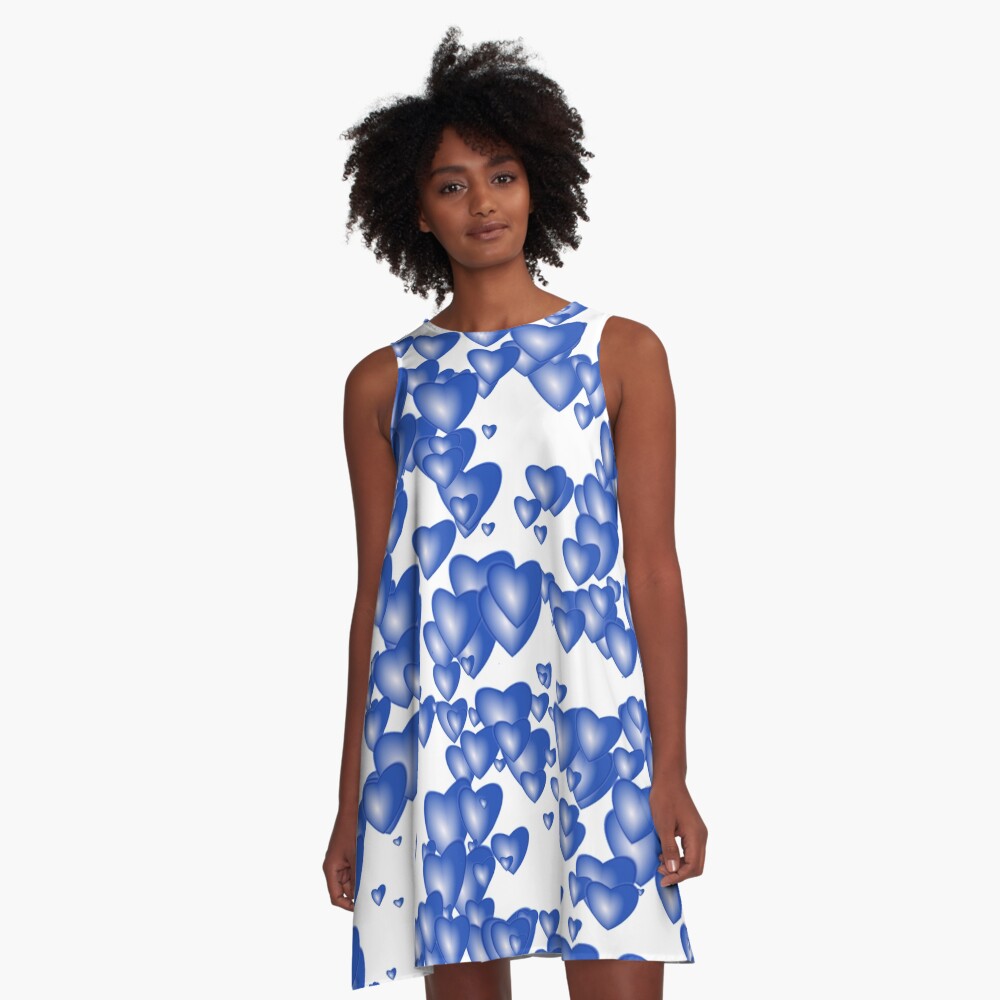 Blue heart pattern A-Line Dress