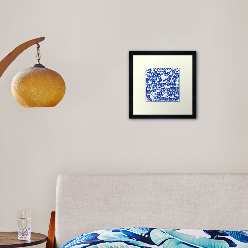 Blue heart pattern Framed Art Print