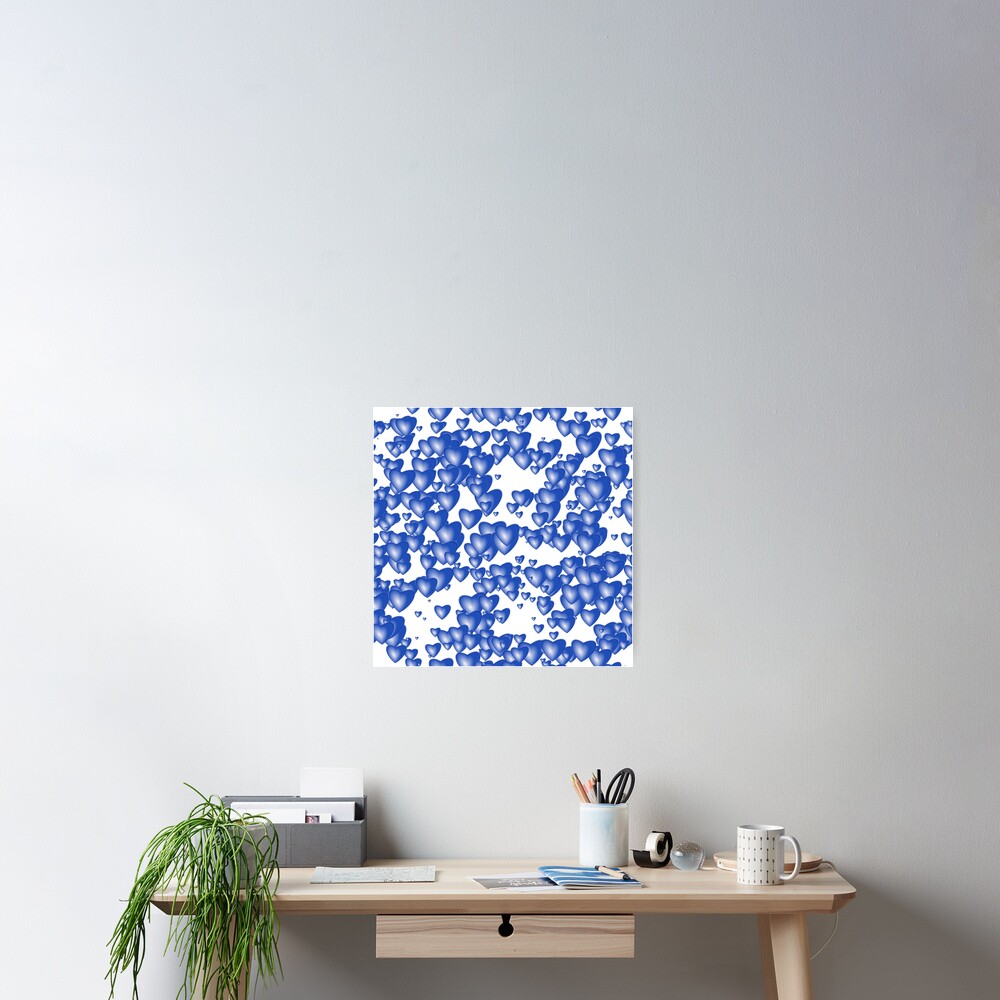 Blue heart pattern Poster