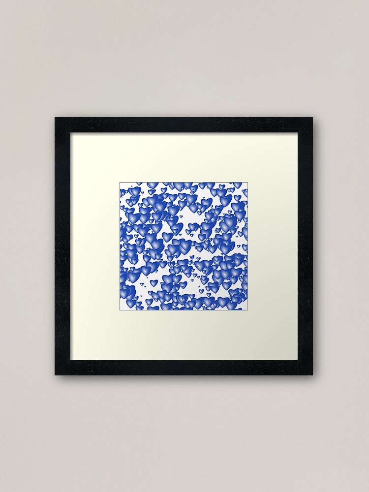 Alternate view of Blue heart pattern Framed Art Print