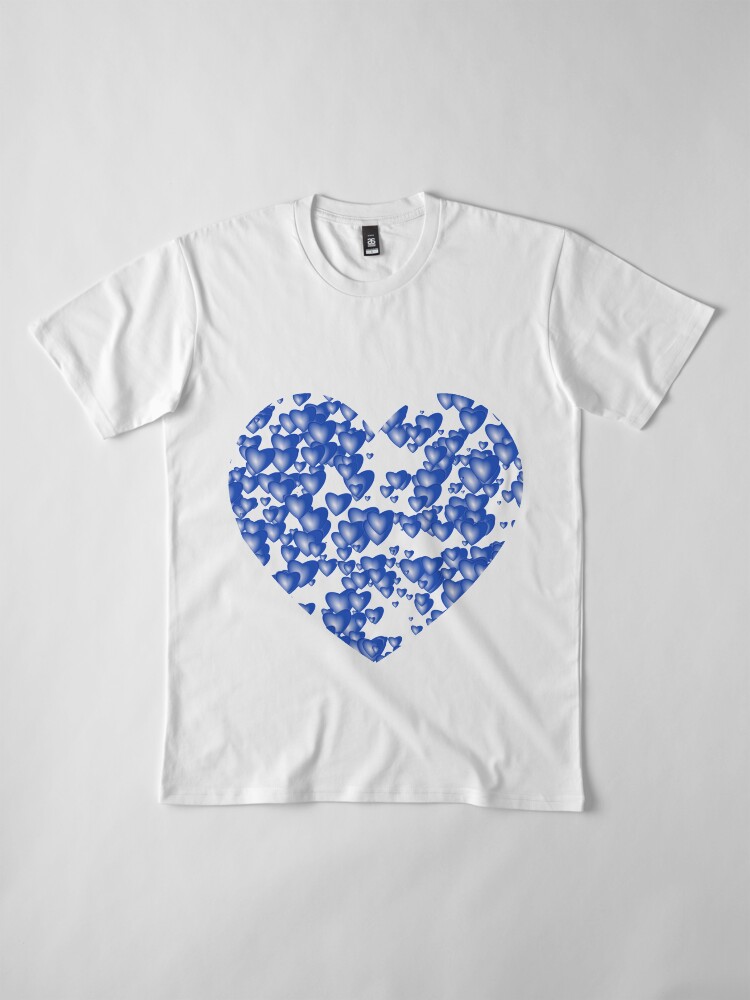 Alternate view of Blue heart pattern Premium T-Shirt