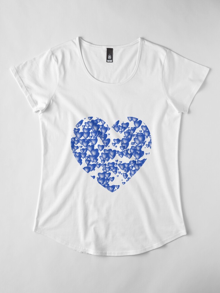 Alternate view of Blue heart pattern Premium Scoop T-Shirt