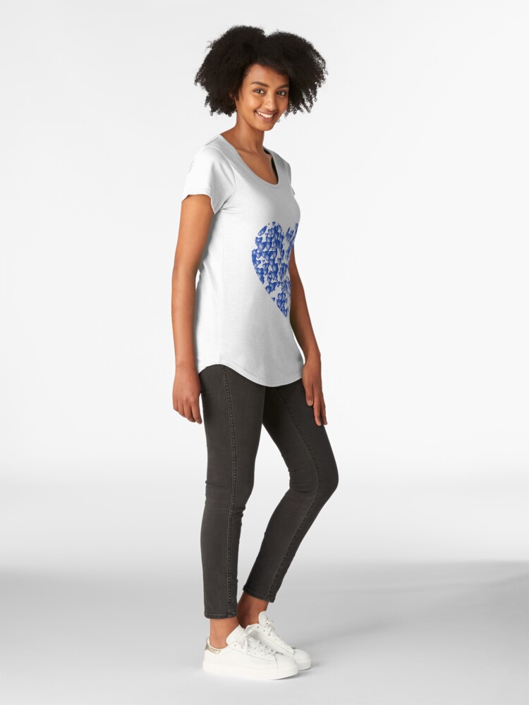 Alternate view of Blue heart pattern Premium Scoop T-Shirt