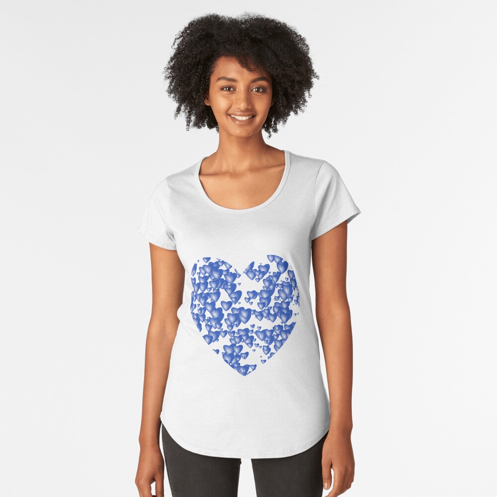 Blue heart pattern Premium Scoop T-Shirt
