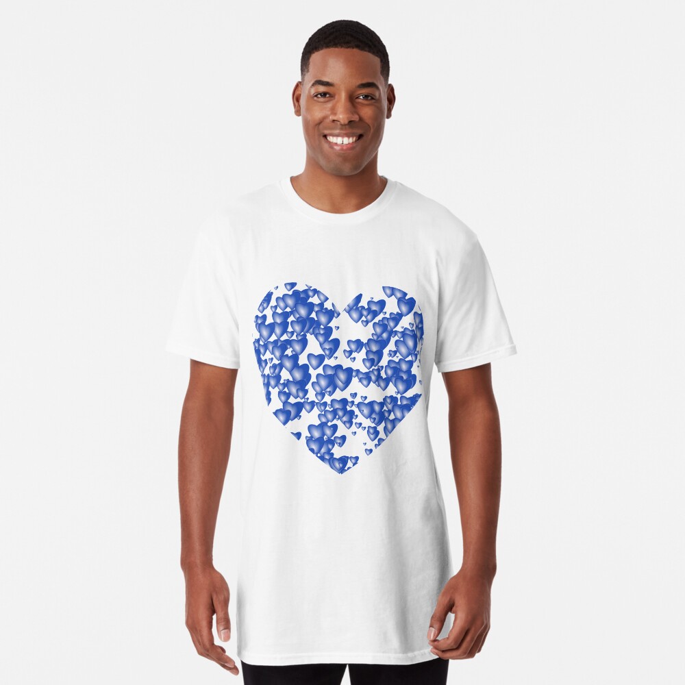 Blue heart pattern Long T-Shirt