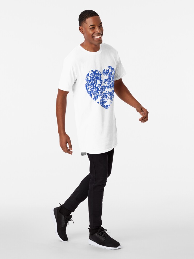 Alternate view of Blue heart pattern Long T-Shirt