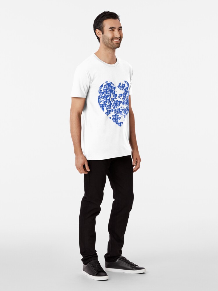 Alternate view of Blue heart pattern Premium T-Shirt