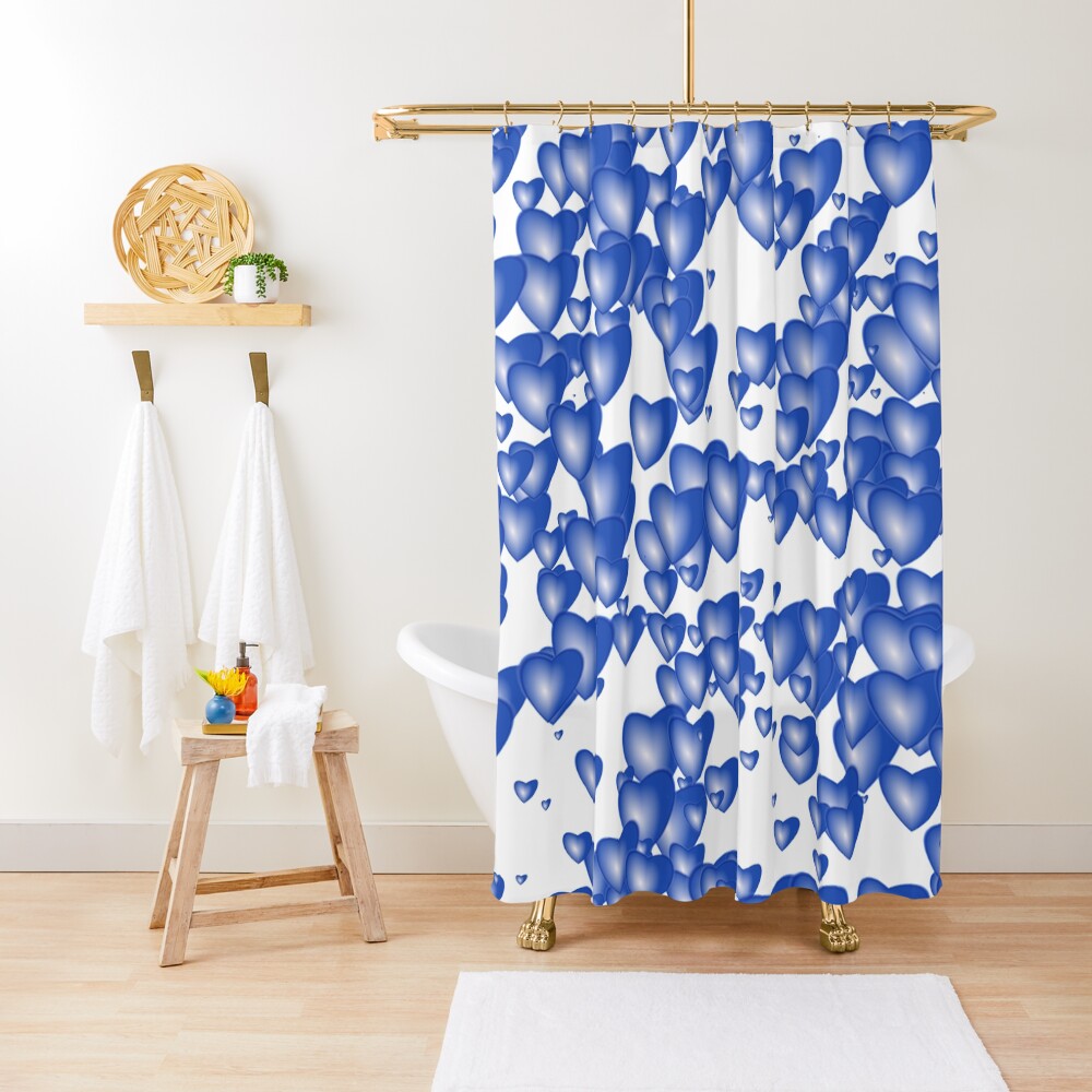 Blue heart pattern Shower Curtain