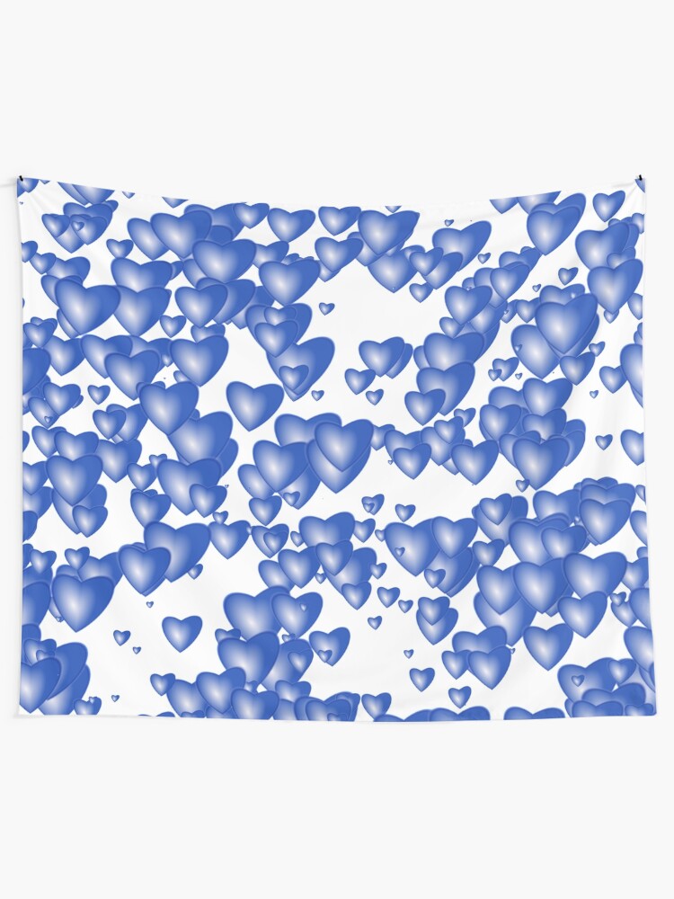 Alternate view of Blue heart pattern Tapestry