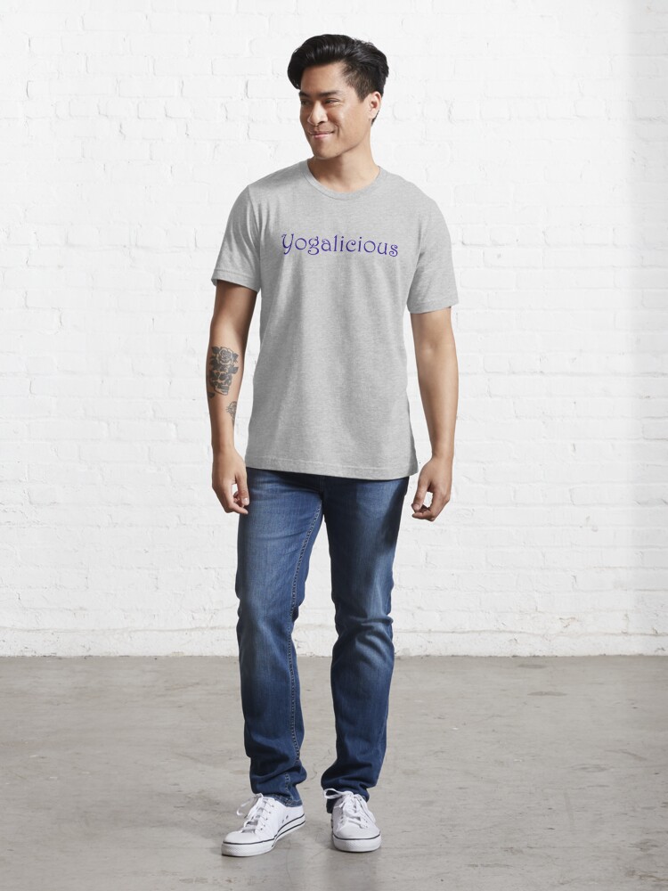 A Yogalicious Yoga Slogan. Essential T-Shirt for Sale by