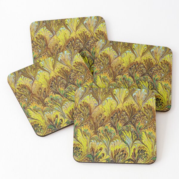 Item preview, MARBLED PAPER,ABSTRACT YELLOW BROWN GREEN SWIRLS AND SHADES  designed and sold by BulganLumini.