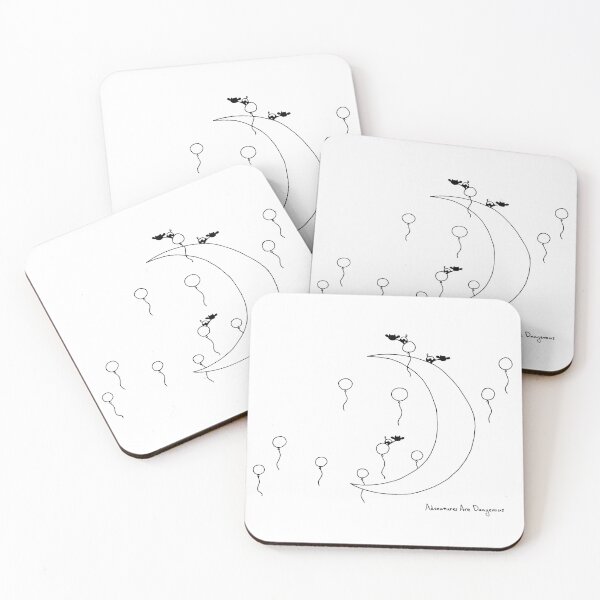 Crescent Moon with Balloons and Cows Coasters (Set of 4)