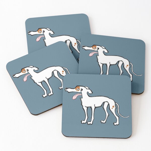 Item preview, Greyhound - White and Fawn (Full Body) BLUE  BG designed and sold by TheChicken.