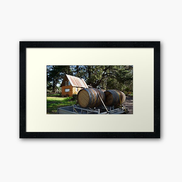 Wine Barrels at Magpie Springs Adelaide Hills Wine Region - Fleurieu Peninsula - by South Australian artist Avril Thomas Framed Art Print