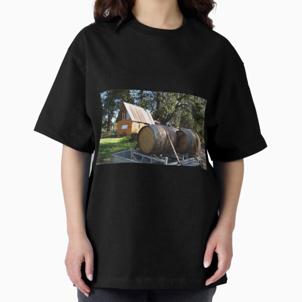 Wine Barrels at Magpie Springs Adelaide Hills Wine Region - Fleurieu Peninsula - by South Australian artist Avril Thomas Oversized T-Shirt