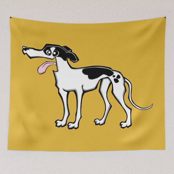 Item preview, Greyhound - White and Black (Full Body) YELLOW BG designed and sold by TheChicken.