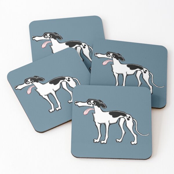 Item preview, Greyhound - White and Black (Full Body) BLUE BG designed and sold by TheChicken.