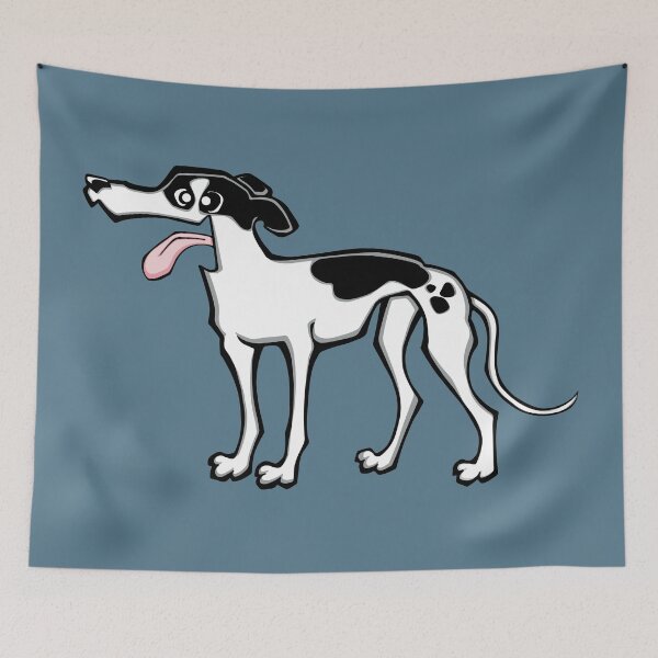Item preview, Greyhound - White and Black (Full Body) BLUE BG designed and sold by TheChicken.