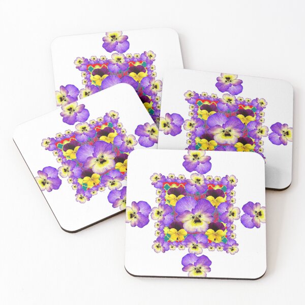 Item preview, WHITE ART PURPLE-YELLOW PANSY GARDEN PATTERN  designed and sold by sharlesart.