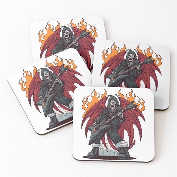 Item preview, Heavy Metal Guitar Player | Red Winged Skull Fire & Smoke designed and sold by JakesRWild.