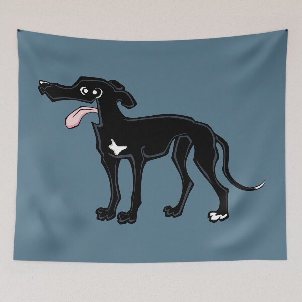 Item preview, Greyhound - Black (Full Body) BLUE BG designed and sold by TheChicken.