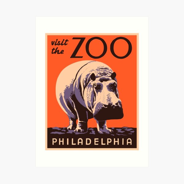Sad Lonely Hippo in Philadelphia Zoo. Art Print