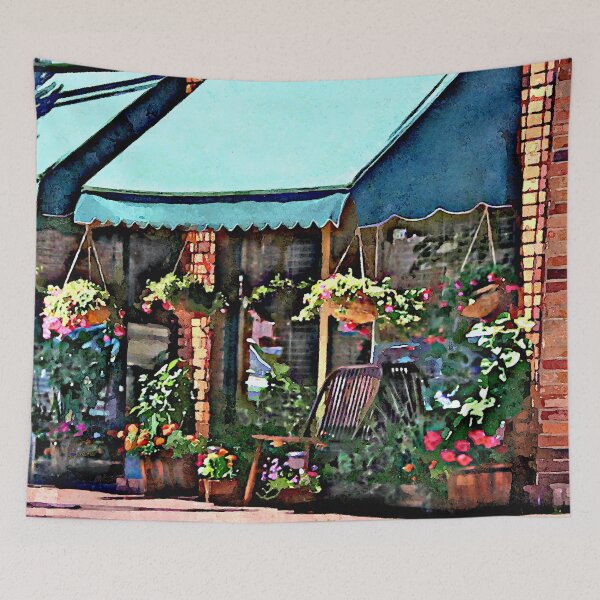 Item preview, Mountainside NJ - Flower Shop With Green Awning designed and sold by Susan Savad.