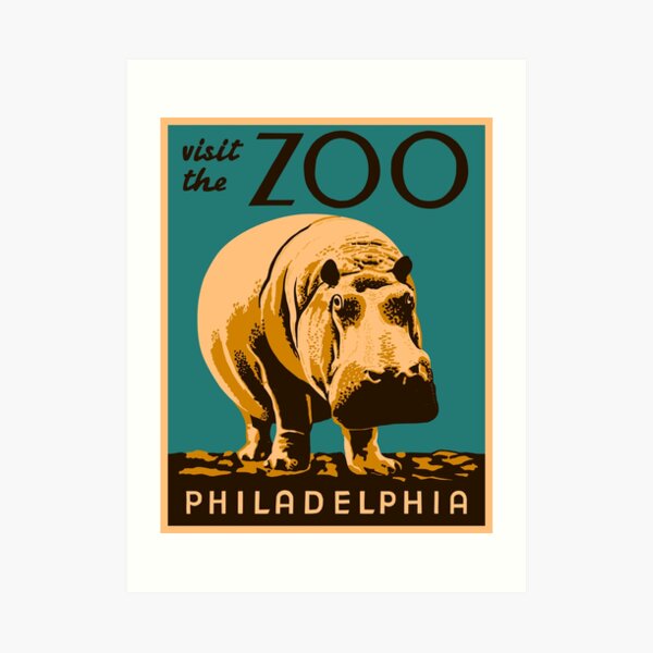 Sad Lonely Hippo in Philadelphia Zoo. Art Print