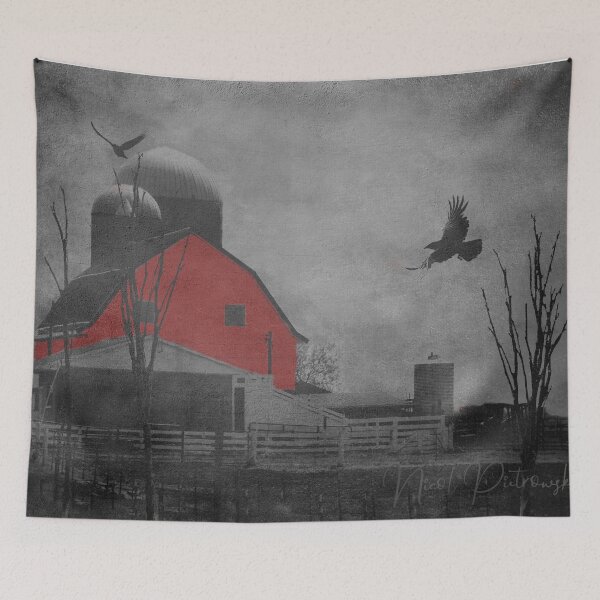 Item preview, Rustic Red Barn Black White Country Home Decor Farmhouse Art A659 designed and sold by byNicol.