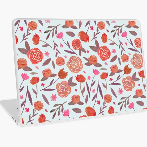 Red Spring Floral Pattern Laptop Skin