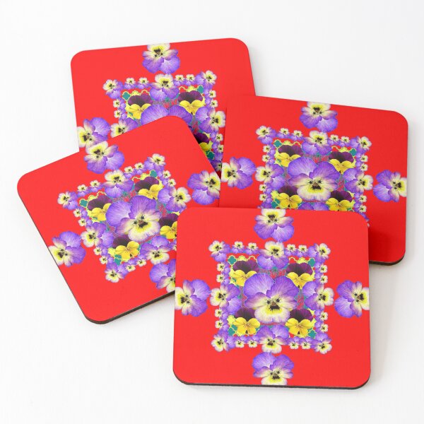 Item preview,  RED COLOR ART PURPLE-YELLOW PANSY GARDEN PATTERN  designed and sold by sharlesart.