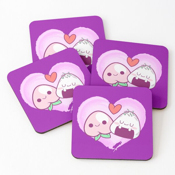 Item preview, Cute kawaii peach and onigiri in love designed and sold by Trendy Store.