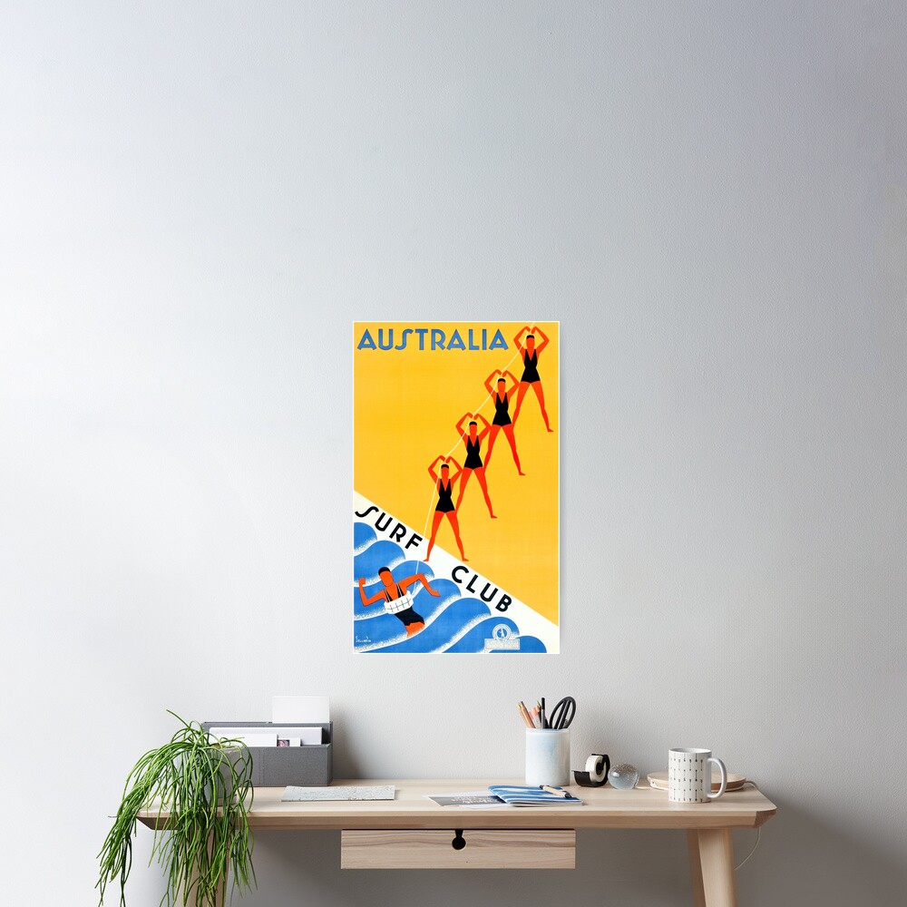 Australia Surf Club - Vintage Travel Poster Poster