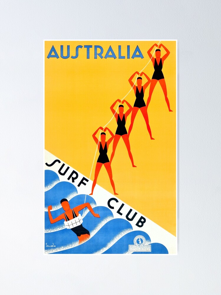 Alternate view of Australia Surf Club - Vintage Travel Poster Poster
