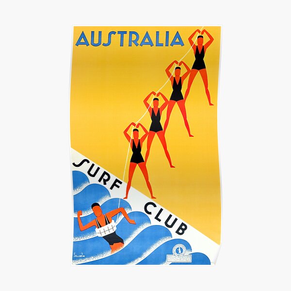 Australia Surf Club - Vintage Travel Poster Poster